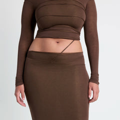 VETTESE X SKIMS SHEER MODAL MIDI SKIRT | COCOA