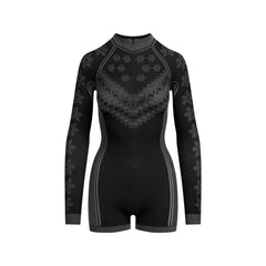 SKIMS FIRST LAYERS HALF ZIP ONESIE | OBSIDIAN WINTER FAIR ISLE