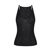 SHEER KNIT PLUNGE TANK | ONYX
