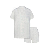SOFT LOUNGE SHORT SLEEP SET | IVORY PEARL BOWS PRINT
