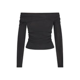 VETTESE X SKIMS SHEER MODAL OFF THE SHOULDER TOP | ONYX
