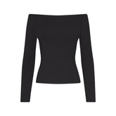 SMOOTH LAYERS OFF THE SHOULDER TOP | OBSIDIAN