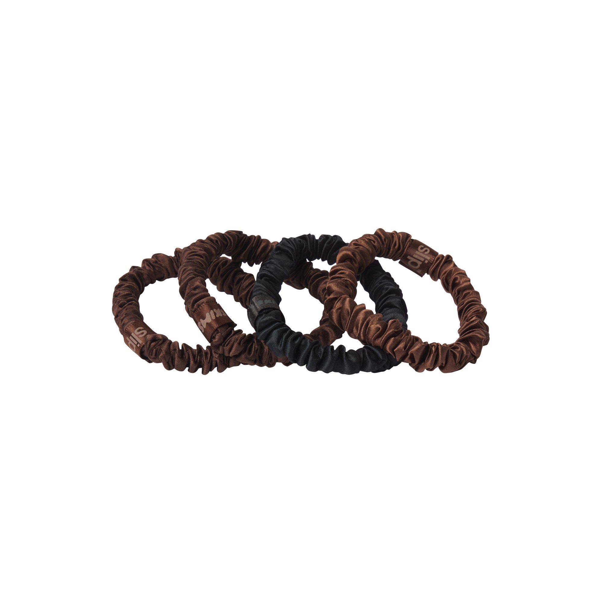 SLIP X SKIMS PURE SILK SKINNY SCRUNCHIES 4-PACK | DEEP