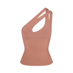 SMOOTH LAYERS ONE SHOULDER TOP | NUTMEG