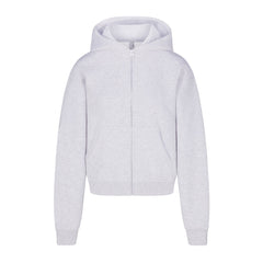 COTTON FLEECE ZIP UP HOODIE | LIGHT HEATHER GREY