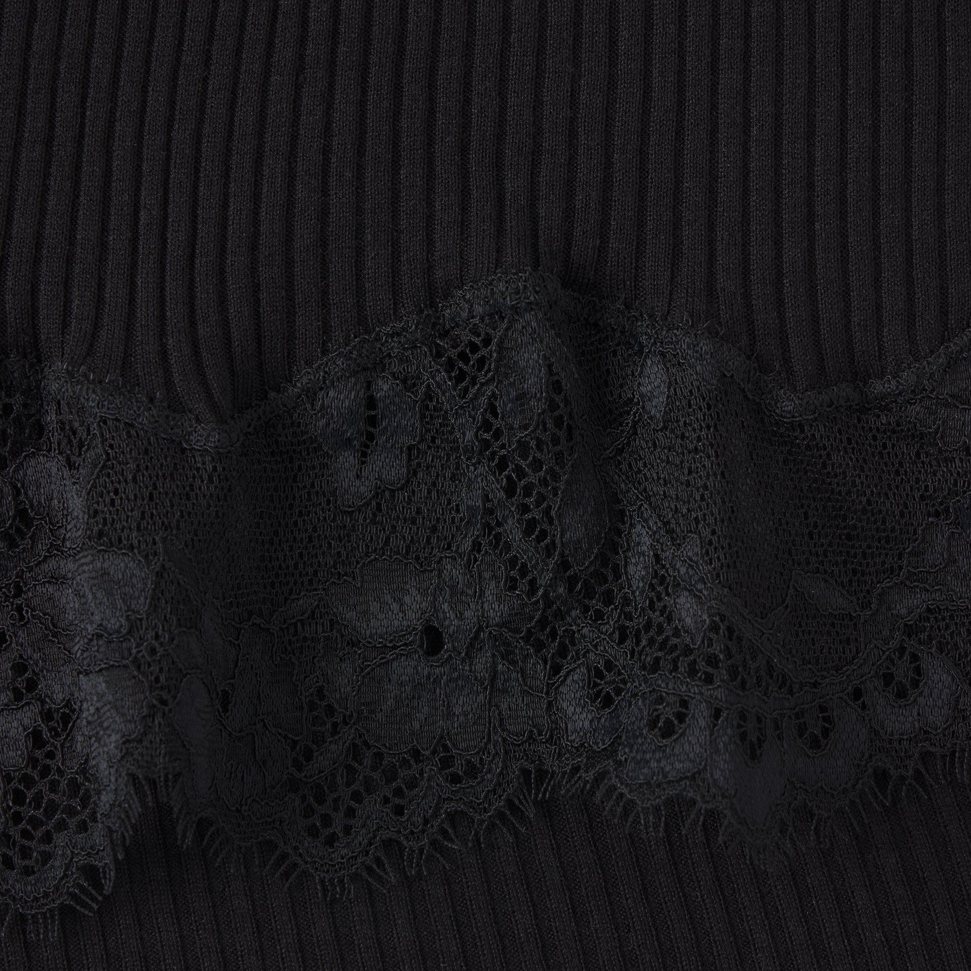 RIB KNIT LACE MINI SKIRT | OBSIDIAN