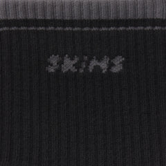 SKIMS SOCKS RIBBED QUARTER CREW LOGO SOCK | ONYX AND DARK HEATHER GREY
