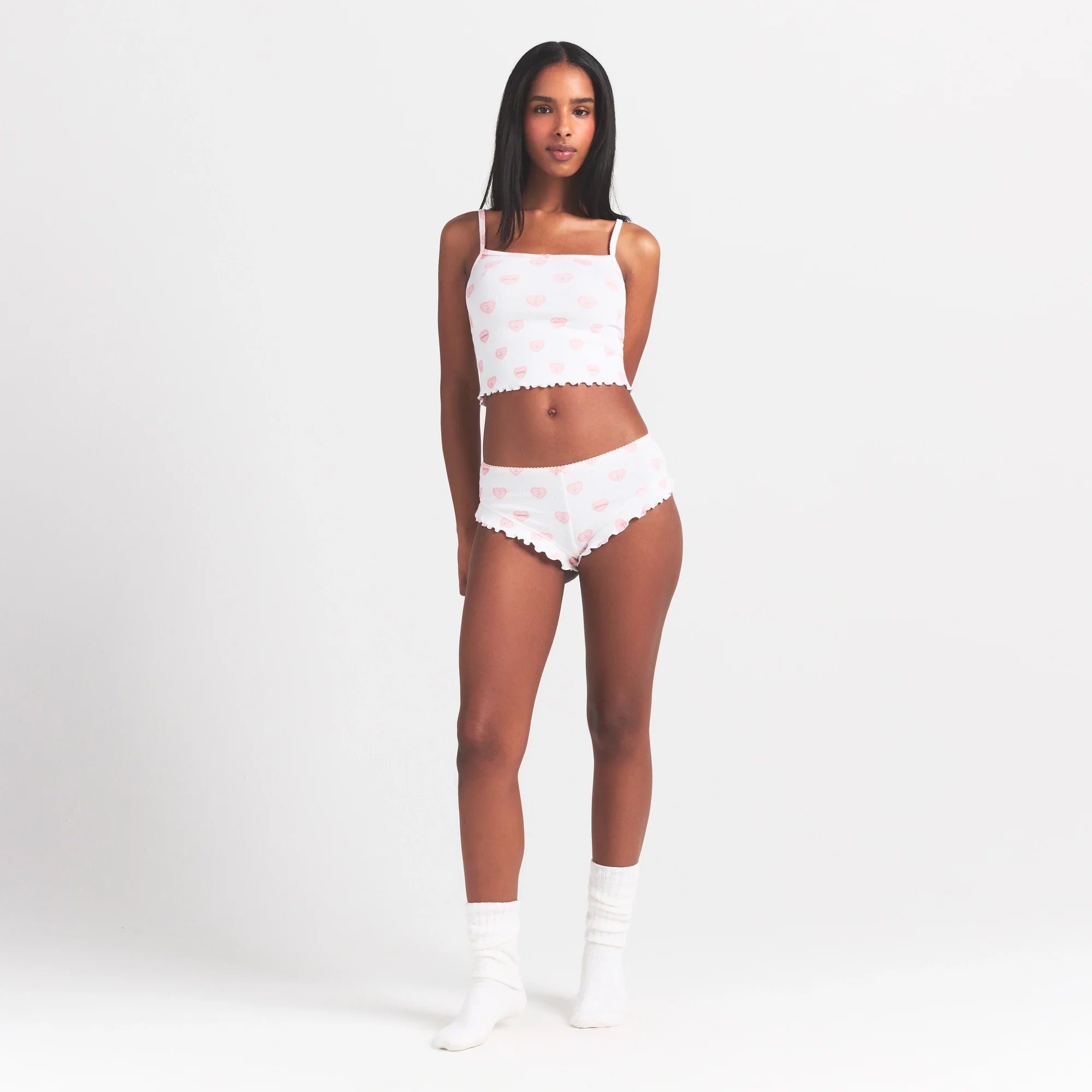 LOGO POINTELLE CAMI SLEEP SET | SNOW LACE HEARTS