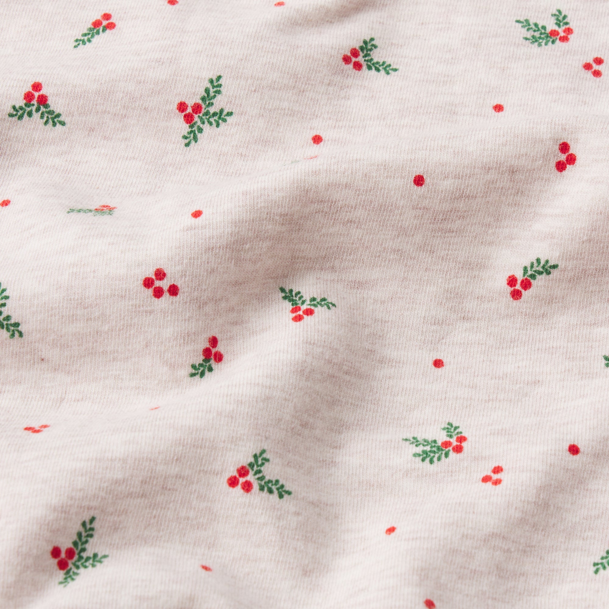 COTTON JERSEY LONG SLEEVE T-SHIRT | OATMEAL HEATHER HOLLY PRINT
