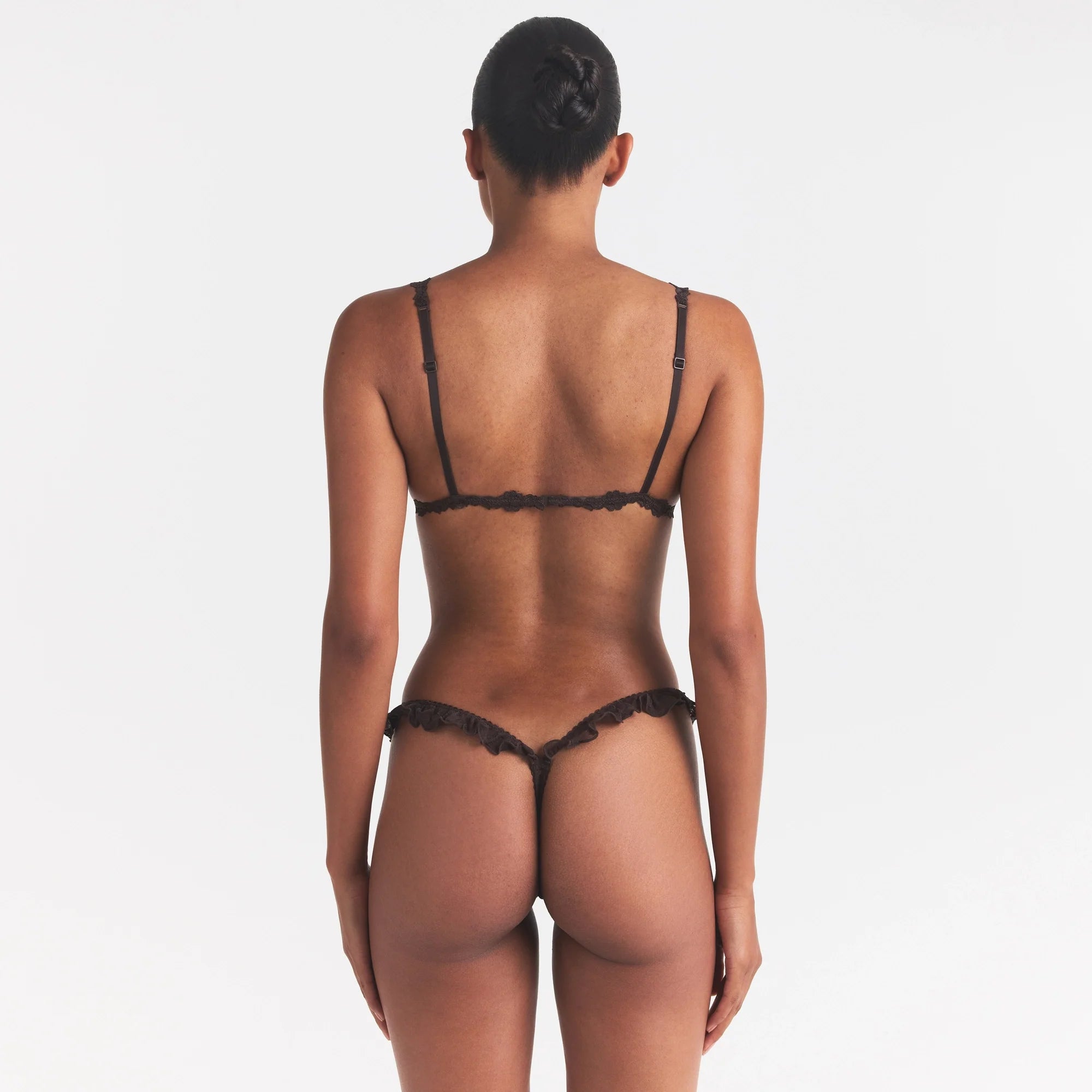 STRETCH LACE BUTTERFLY THONG | ESPRESSO